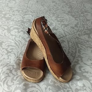 Women's Crocs leather sligback cork wedges
